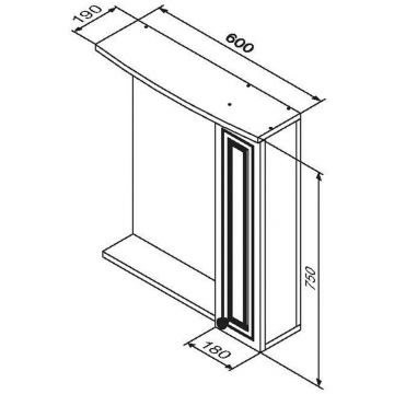 Частично зеркальный шкаф RedBlu by Damixa (Дамикса) Palace One, 60 см с подсветкой, белый глянцевый, M41MPR0601WG
