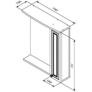 Частично зеркальный шкаф RedBlu by Damixa (Дамикса) Palace One, 75 см с подсветкой, белый глянцевый, M41MPR0751WG