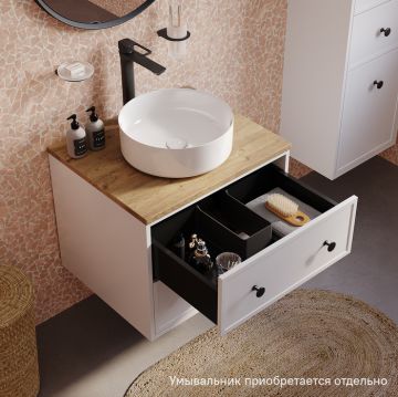 Тумба подвесная Iddis (Иддис) Torr, со столешницей МДФ, дуб верона, 60 см, белый матовый, TOR60WVi95K подход. столеш-ца OPH60BVi89