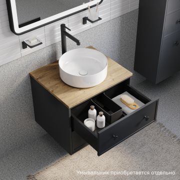 Тумба подвесная Iddis (Иддис) Torr, со столешницей МДФ, дуб верона, 60 см, темно-серый, TOR60DVi95K подход. столеш-ца OPH60BVi89