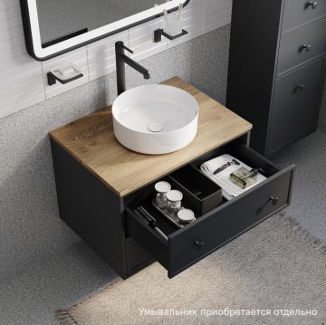 Тумба подвесная Iddis (Иддис) Torr, со столешницей МДФ, дуб верона, 70 см, темно-серый, TOR70DVi95K подход. столеш-ца OPH70BVi89