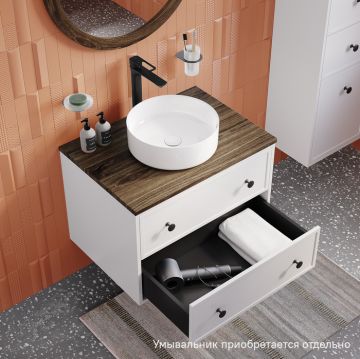 Тумба подвесная Iddis (Иддис) Torr, со столешницей МДФ, макадамия орех, 60 см, белый матовый, TOR60WMi95K подход. столеш-ца OPH60BMi89