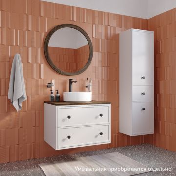 Тумба подвесная Iddis (Иддис) Torr, со столешницей МДФ, макадамия орех, 60 см, белый матовый, TOR60WMi95K подход. столеш-ца OPH60BMi89