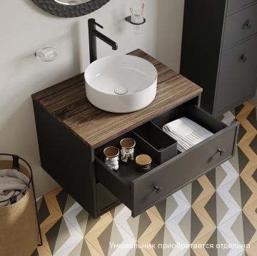 Тумба подвесная Iddis (Иддис) Torr, со столешницей МДФ, макадамия орех, 70 см, темно-серый, TOR70DMi95K поход. столеш-ца OPH70BMi89