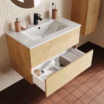 Тумба с умывальником Iddis (Иддис) Bild, подвесная, 80 см, дуб светлый, BIL80V0i95K