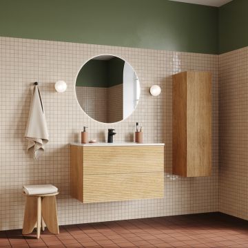 Тумба с умывальником Iddis (Иддис) Bild, подвесная, 80 см, дуб светлый, BIL80V0i95K