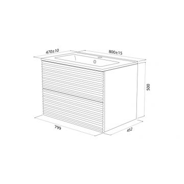 Тумба с умывальником Iddis (Иддис) Bild, подвесная, 80 см, темно-серый, BIL80G0i95K