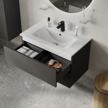 Тумба с умывальником Iddis (Иддис) Bild, подвесная, 80 см, темно-серый, BIL80G0i95K