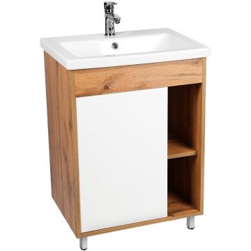 Тумба Viant (Вайант) Бостон 70, VBOS70CO-T1ST 820х656х425 напольная, 1 дв., дуб вотан/белый (под раковину COMO 70)