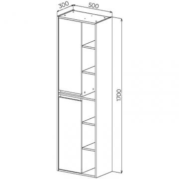 Пенал Viant (Вайант) Люксембург 50, VLUX500D-PENP 1700х500х300 2 ств подвесной дерево