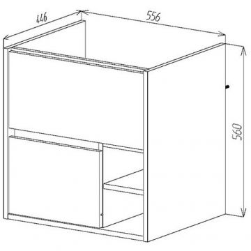 Тумба Viant Люксембург 60, VLUX60ELD-T2YP 580х600х468 подвесная, 2 ящ., дерево (под раковину ЭЛИНА 60)
