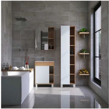 Зеркальный шкаф Viant (Вайант) Бостон 50, VBOS50-ZSH 700х500х160 правый/левый, без подсветки, дуб вотан