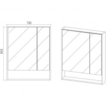 Зеркальный шкаф Viant (Вайант) Мальта 70, VMAL70BEL-ZSH 850х700х134 правый/левый, без подсветки, белый