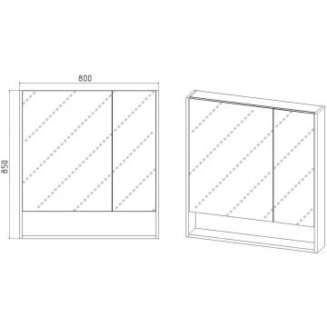Зеркальный шкаф Viant (Вайант) Мальта 80, VMAL80-ZSH 850х800х134 правый/левый, без подсветки, дуб вотан