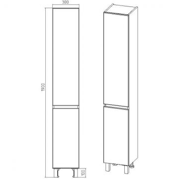 Пенал Viant (Вайант) Мальта 30, VMAL300BEL-PEN 1900х300х300 напольный, правый/левый, белый