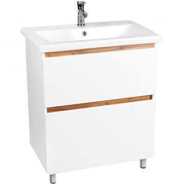 Тумба Viant (Вайант) Мальта 60, VMAL60CO-T2Y 820х560х430 напольная, 2ящ., дуб вотан/белый (под раковину COMO 60)
