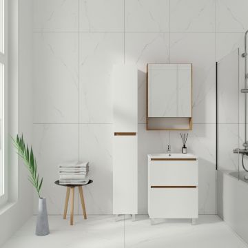 Тумба Viant (Вайант) Мальта 60, VMAL60CO-T2Y 820х560х430 напольная, 2ящ., дуб вотан/белый (под раковину COMO 60)