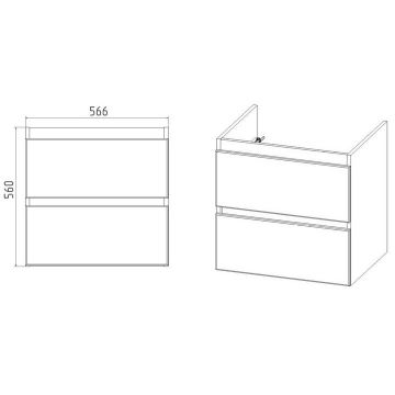 Тумба Viant Мальта 60, VMAL60COBEL-T2YP 600х600х450 подвесная, 2 ящ., белая (под раковину COMO 60)