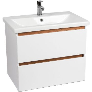Тумба Viant Мальта 60, VMAL60CO-T2YP 600х600х450 подвесная, 2 ящ., дуб вотан/белый (под раковину COMO 60)