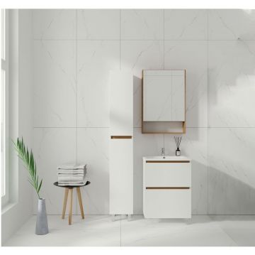 Тумба Viant Мальта 60, VMAL60CO-T2YP 600х600х450 подвесная, 2 ящ., дуб вотан/белый (под раковину COMO 60)