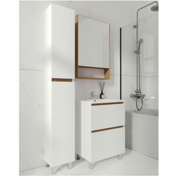 Тумба Viant (Вайант) Мальта 70, VMAL70CO-T2Y 720х655х425 напольная, 2ящ., дуб вотан/белый (под раковину COMO 70)