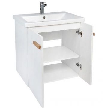 Тумба Viant Мюнхен 60, VMUN60COBEL-T2STP 620х560х430 подвесная, 2дв., белая (под раковину COMO 60)