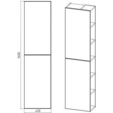 Пенал Viant (Вайант) Бостон 40, VBOS400G-PENP 1600х400х230 подвесной, правый/левый, графит/дуб вотан
