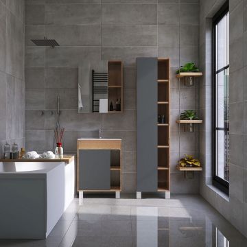 Пенал Viant (Вайант) Бостон 45, VBOS450G-PEN 1900х450х300 напольный, правый/левый, графит/дуб вотан