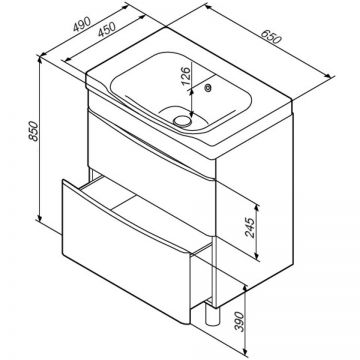 База под раковину напольная Am.Pm (Ам.Пм) Like глянцевая, 65 см 2 ящика, белый, M80FSX0652WG