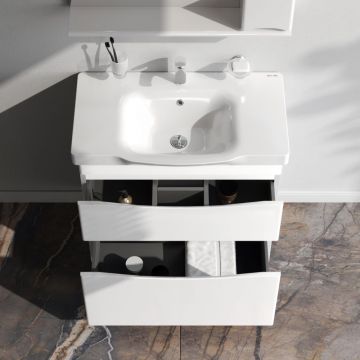 База под раковину напольная Am.Pm (Ам.Пм) Like глянцевая, 80 см 2 ящика, белый, M80FSX0802WG