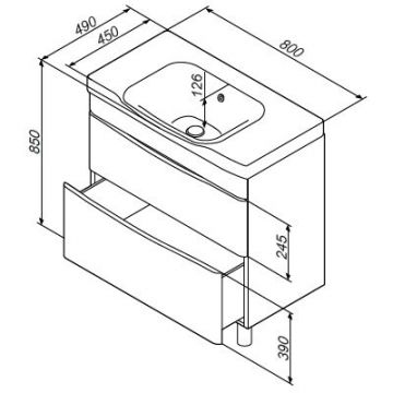 База под раковину напольная Am.Pm (Ам.Пм) Like глянцевая, 80 см 2 ящика, белый, M80FSX0802WG