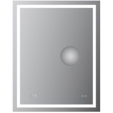 Зеркало универсальное Am.Pm (Ам.Пм) Gem с контурной Led-подсветкой, часами и косметическим зеркалом, 55 см белый, M91AMOX0553WG