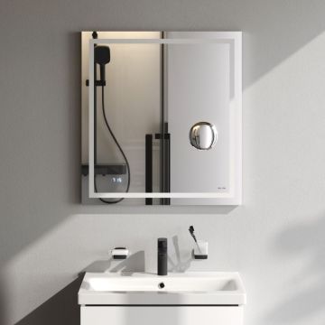 Зеркало универсальное Am.Pm (Ам.Пм) Gem контурная LED-подсветка, часы, косметическое, 65 см белый, M91AMOX0653WG