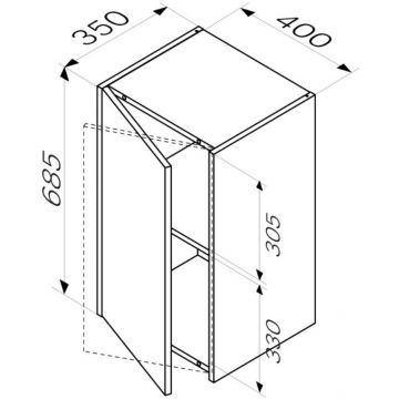 Шкаф с полками Am.Pm (Ам.Пм) Func белый глянец, 40 см (В 700мм), полки, M8FCH0402WG