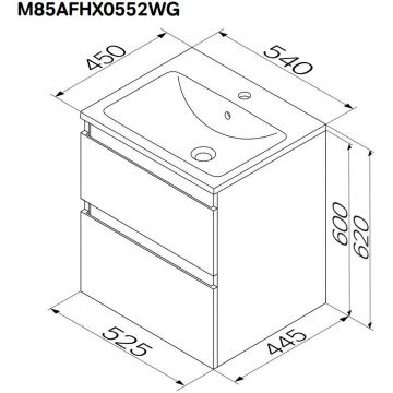 База под раковину Am.Pm (Ам.Пм) X-Joy подвесная, 55 см 2 ящика, белый, M85AFHX0552WG