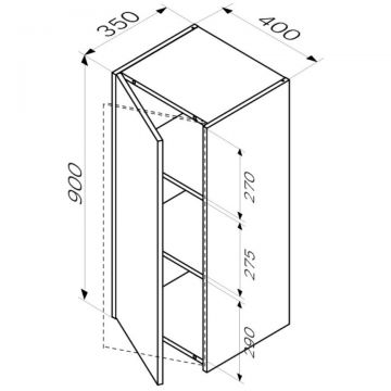 Шкаф с полками Am.Pm (Ам.Пм) Func 40 см 900 мм, белый матовый, M8FCH04029WM