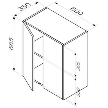 Шкаф с полками Am.Pm (Ам.Пм) Func 60 см 700 мм, белый матовый, полки, M8FCH0602WM