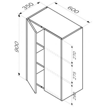 Шкаф с полками Am.Pm (Ам.Пм) Func дерево текстурированное, 60 см (В 900 мм), полки, коричневый, M8FCH06029OF