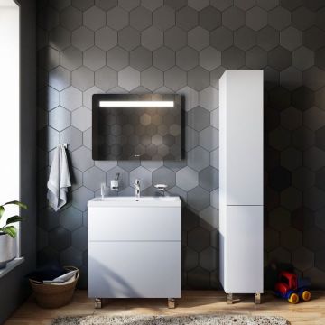 Шкаф-колонна напольный Am.Pm (Ам.Пм) Gem 30 см двери push-to-open, белый глянец, M90CSR0306WG