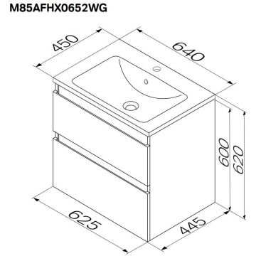 База под раковину Am.Pm (Ам.Пм) X-Joy подвесная, 65 см 2 ящика, белый, M85AFHX0652WG