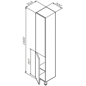 Шкаф-колонна напольный Am.Pm (Ам.Пм) Gem 30 см двери push-to-open, белый, M90CSL0306WG