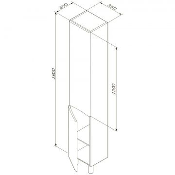 Шкаф-колонна напольный Am.Pm (Ам.Пм) Like 35 см двери, глянец, белый, ш, M80CSR0356WG