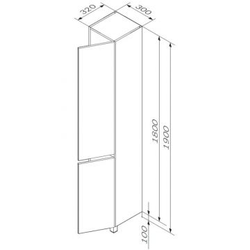 Шкаф-колонна напольный Am.Pm (Ам.Пм) Gem S, 30 см светлый дуб, правый. M91CSR0306OF