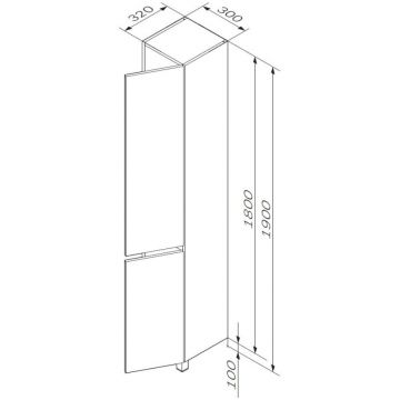 Шкаф-колонна напольный Am.Pm (Ам.Пм) Gem S, 30 см белый глянец. нет. M91CSR0306WG