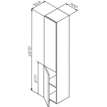 Шкаф-колонна подвесной Am.Pm (Ам.Пм) Gem 30 см двери push-to-open, белый, M90CHL0306WG