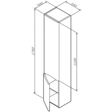 Шкаф-колонна подвесной Am.Pm (Ам.Пм) Like 35 см двери, глянец, белый, M80CHL0356WG
