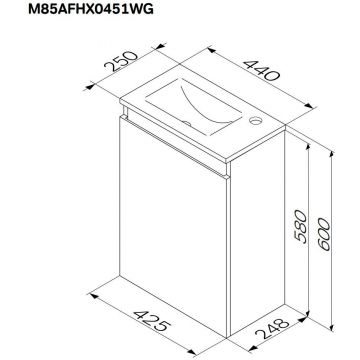 База под раковину Am.Pm (Ам.Пм) X-Joy подвесная, 45 см 1 дверца, белый, M85AFHX0451WG