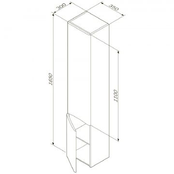Шкаф-колонна подвесной Am.Pm (Ам.Пм) Like 35 см двери, глянец, белый, ш, M80CHR0356WG