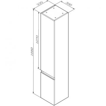 Шкаф-колонна подвесной Am.Pm (Ам.Пм) X-Joy 30 см черный матовый, правый. M85ACHR0306BM