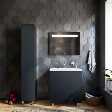 Шкаф-колонна напольный Am.Pm (Ам.Пм) Gem 30 см двери push-to-open, графит матовый, M90CSR0306GM